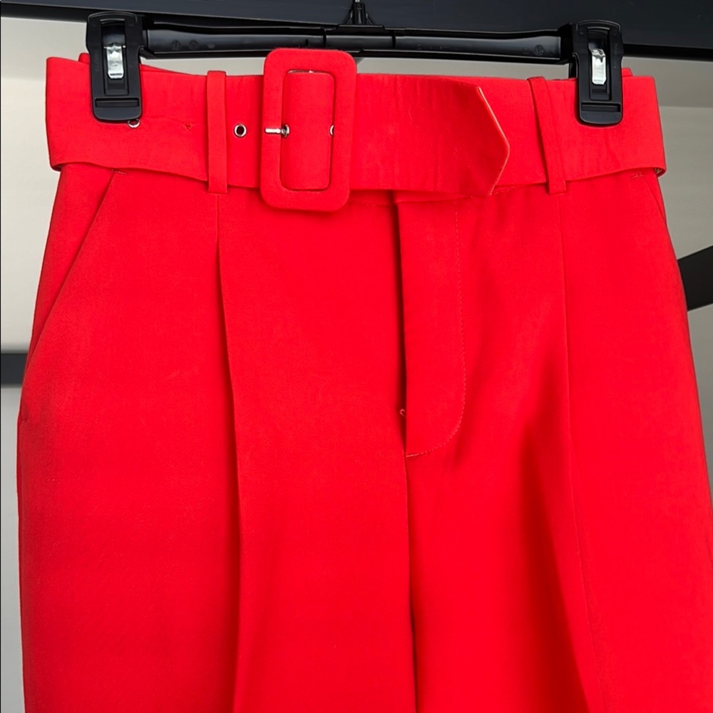 Vibrant Red/Orange Zara  High-Waisted Pants
